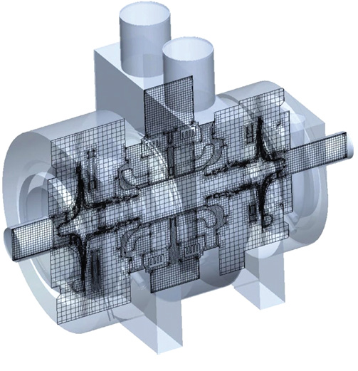 Improvements in Mentor’s simulation software allow custom meshing, as in sectional analysis. Image courtesy of Mentor/Siemens PLM Software.